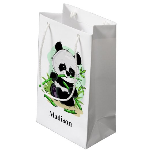 Schattigee Panda aangepaste naam kleine geschenkza Klein Cadeauzakje (Achterkant Gekanteld)