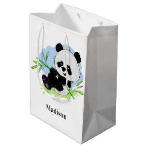 Schattigee Panda aangepaste naam medium cadeau tas Cadeauzakje
