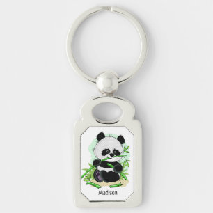 Schattigee Panda aangepaste naam sleutelhanger