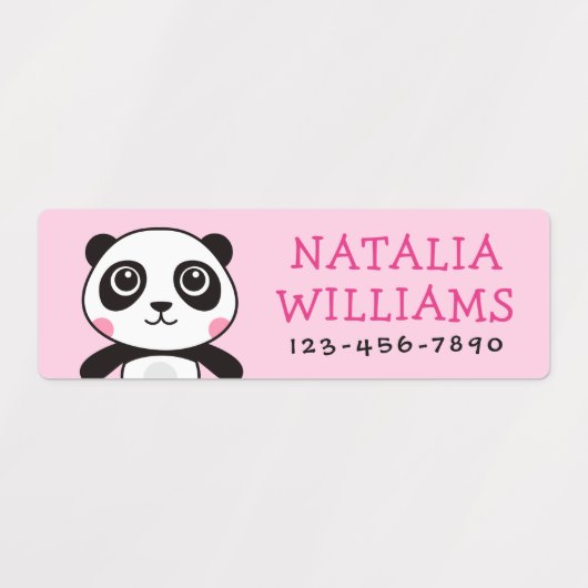 Schattigee Panda aangepaste naam telefoonnummer ei Labels (Design 1)