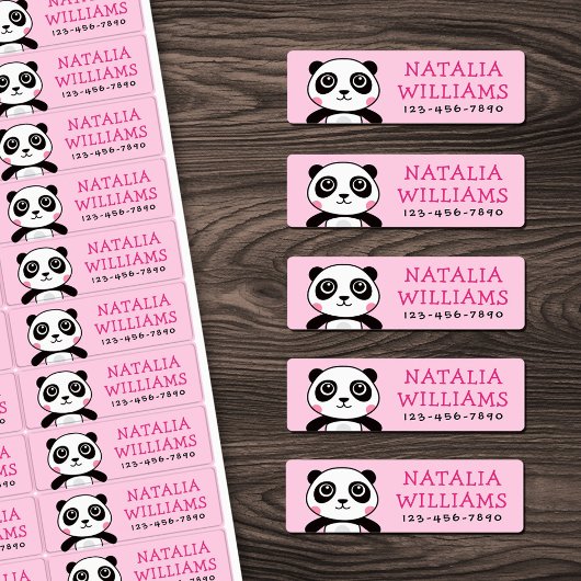 Schattigee Panda aangepaste naam telefoonnummer ei Labels