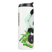Schattigee Panda aangepaste naam tumbler 4/4 Thermosbeker (Gedraaid links)