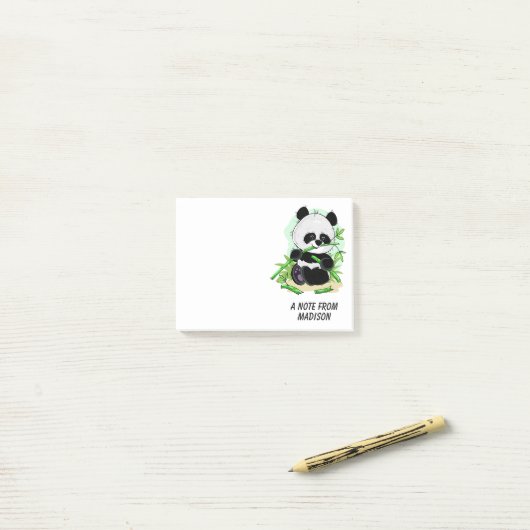 Schattigee Panda aangepaste tekstnotities Post-it® Notes (Op bureau)