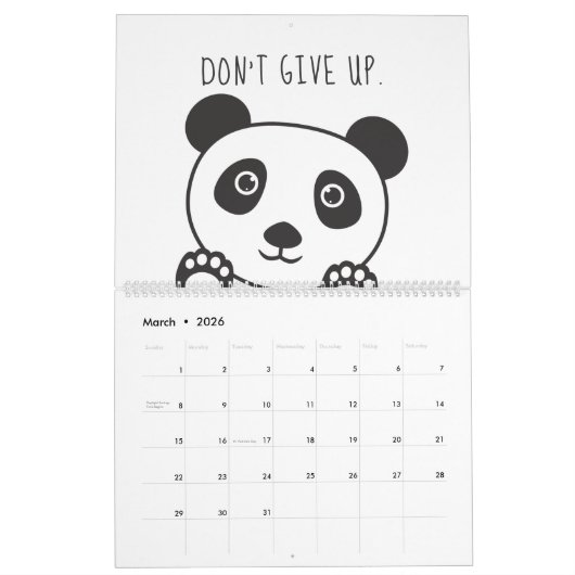 Schattigee Panda Animal Motivation Inspiration Kin Kalender (Mar 2026)