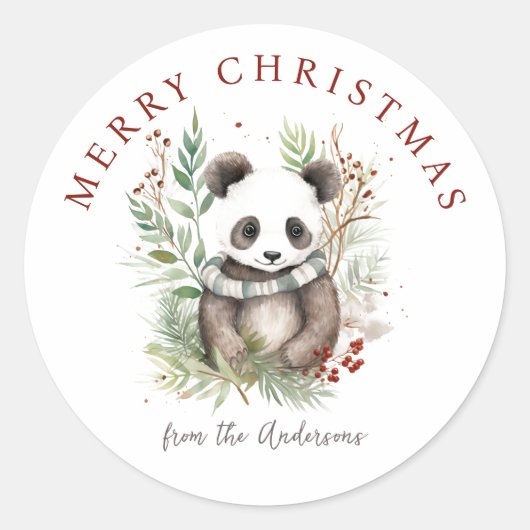 Schattigee Panda Baby Rustieke chique kerst botani Ronde Sticker (Voorkant)