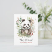 Schattigee Panda Baby rustieke kerstbotanicals Briefkaart (Staand voorkant)
