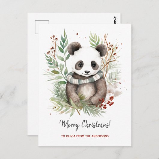 Schattigee Panda Baby rustieke kerstbotanicals Briefkaart (Voorkant / Achterkant)