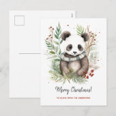 Schattigee Panda Baby rustieke kerstbotanicals Feestdagenkaart (Voorkant / Achterkant)