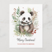 Schattigee Panda Baby rustieke kerstbotanicals Feestdagenkaart (Voorkant)