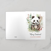 Schattigee Panda Baby rustieke kerstbotanicals Folie Wenskaart (Buiten Laag)