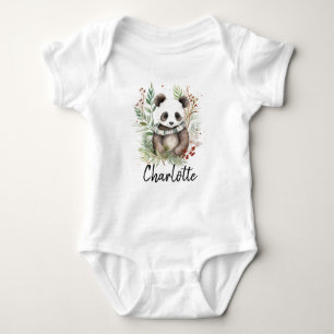 Schattigee Panda Baby rustieke kerstbotanicals Romper
