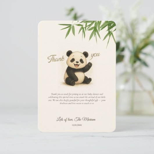 Schattigee Panda Baby shower bedankkaart (Staand voorkant)