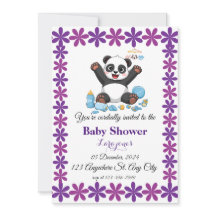 Schattigee panda baby shower uitnodiging