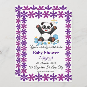 Schattigee panda baby shower uitnodiging