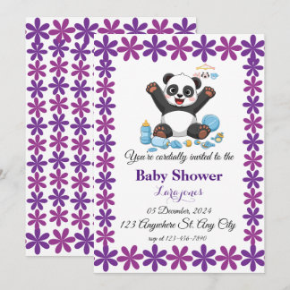 Schattigee panda baby shower uitnodiging