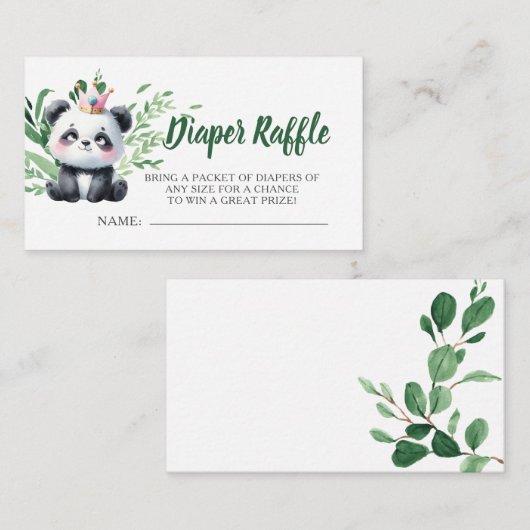 Schattigee Panda Baby shower Waterverf Luier Raffl Informatiekaartje (Voorkant / Achterkant)