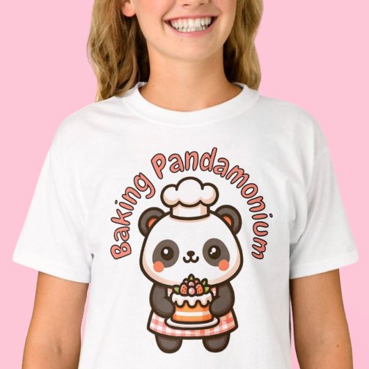 Schattigee panda bakken Pandamonium Punny Cake T-shirt
