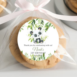 Schattigee Panda Bamboe groen Baby shower Verjaard Ronde Sticker
