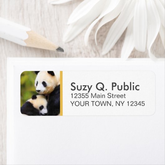 Schattigee Panda Beer Aangepaste Adresetiketten Etiket (Insitu)