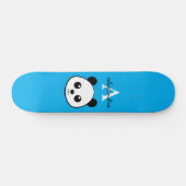Schattigee Panda Beer Aangepaste Monogram Blauwe A Persoonlijk Skateboard (Horizontaal)