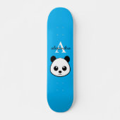 Schattigee Panda Beer Aangepaste Monogram Blauwe A Persoonlijk Skateboard (Voorkant)