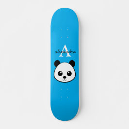 Schattigee Panda Beer Aangepaste Monogram Blauwe A Persoonlijk Skateboard