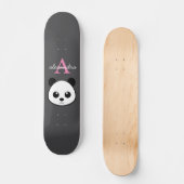 Schattigee Panda Beer Aangepaste Monogram Grijze A Persoonlijk Skateboard (Voorkant)