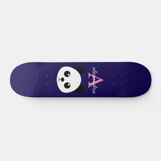 Schattigee Panda Beer Aangepaste Monogram Violet A Persoonlijk Skateboard (Horizontaal)