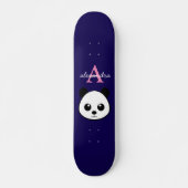 Schattigee Panda Beer Aangepaste Monogram Violet A Persoonlijk Skateboard (Voorkant)