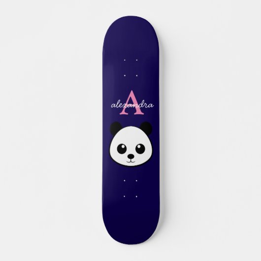 Schattigee Panda Beer Aangepaste Monogram Violet A Persoonlijk Skateboard (Voorkant)