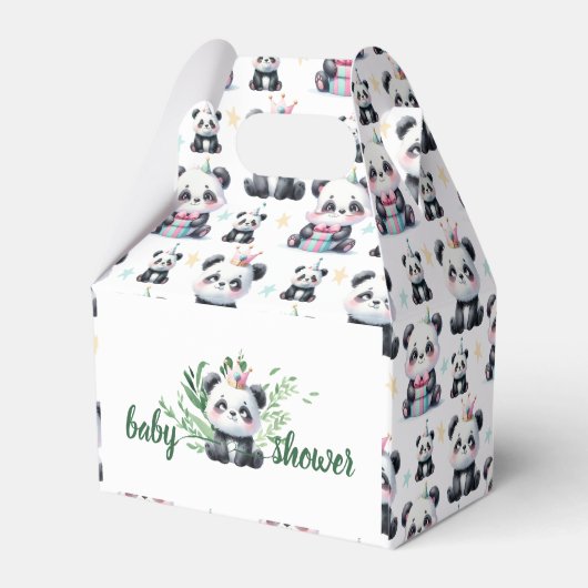 Schattigee Panda Beer Baby shower groen Bedankdoosjes (Achterkant)