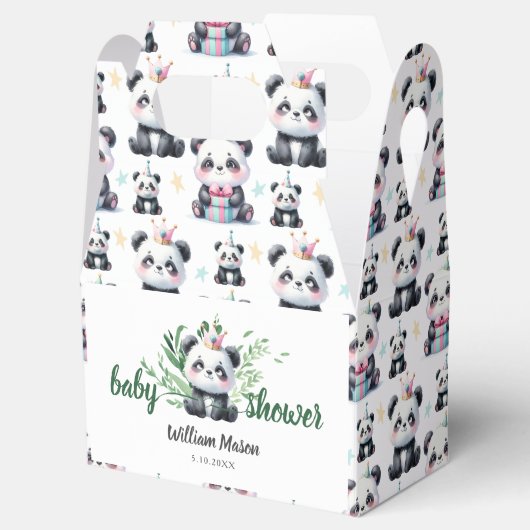 Schattigee Panda Beer Baby shower groen Bedankdoosjes (Geopend)
