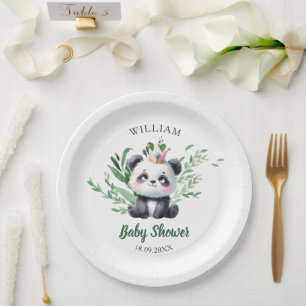 Schattigee Panda Beer Baby shower Waterverf groen Papieren Bordje