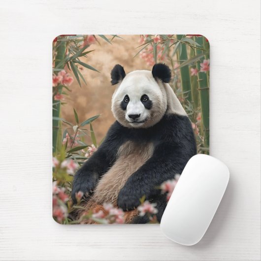 Schattigee Panda Beer Bamboe Art Muismat (Met muis)