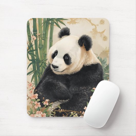 Schattigee Panda Beer Bamboe Art Muismat (Met muis)