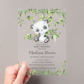 Schattigee Panda Beer Bamboe Groen Baby shower Acryl Uitnodigingen (Insitu (Draagbaar))
