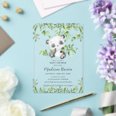 Schattigee Panda Beer Bamboe Groen Baby shower Acryl Uitnodigingen (Insitu (Huwelijk))