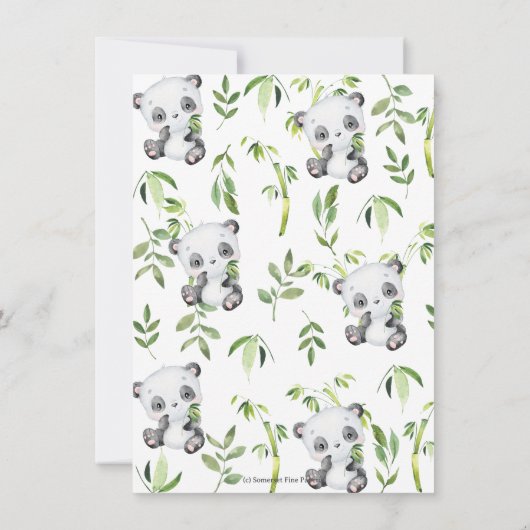 Schattigee Panda Beer Bamboe Groen Baby shower Bedankkaart (Achterkant)