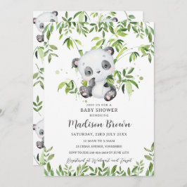 Schattigee Panda Beer Bamboe Groen Baby shower Kaart