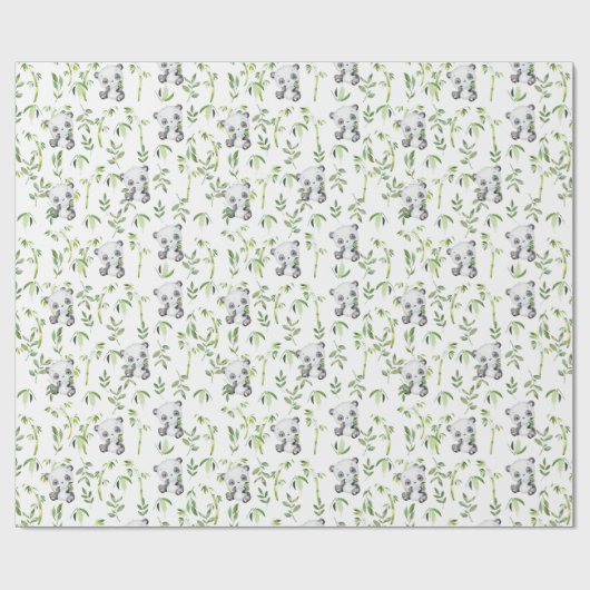 Schattigee Panda Beer Cub Bamboe Groen Decoupage Cadeaupapier (Vlak)