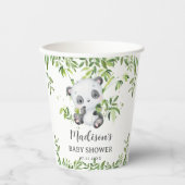 Schattigee Panda Beer Cub Bamboo Greenery Baby sho Papieren Bekers (Voorkant)