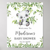 Schattigee Panda Beer Cub Greenery Baby shower Wel Poster (Voorkant)
