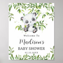 Schattigee Panda Beer Cub Greenery Baby shower Wel Poster