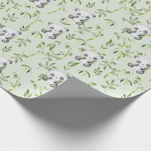 Schattigee Panda Beer Cub Groene Bamboe Groen Cadeaupapier (Hoek)