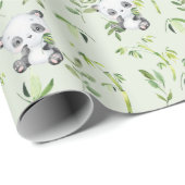 Schattigee Panda Beer Cub Groene Bamboe Groen Cadeaupapier (Rol Hoek)