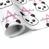 Schattigee panda beer custom Monogram Cadeaupapier (Rol Hoek)