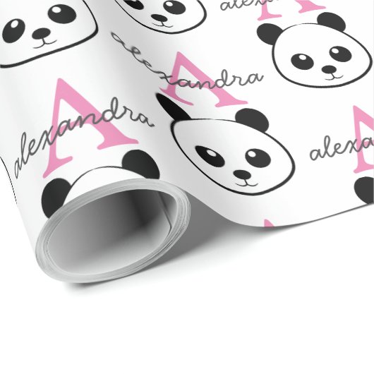 Schattigee panda beer custom Monogram Cadeaupapier (Rol Hoek)