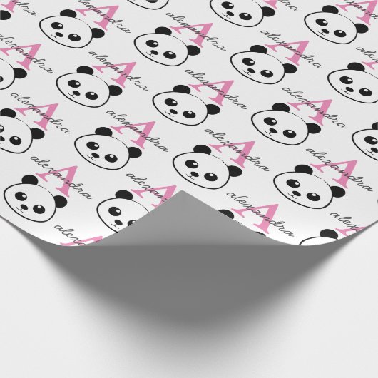 Schattigee panda beer custom Monogram Cadeaupapier (Hoek)
