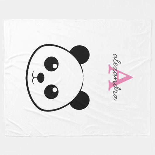 Schattigee panda beer custom Monogram Fleece Deken (Voorkant (Horizontaal))