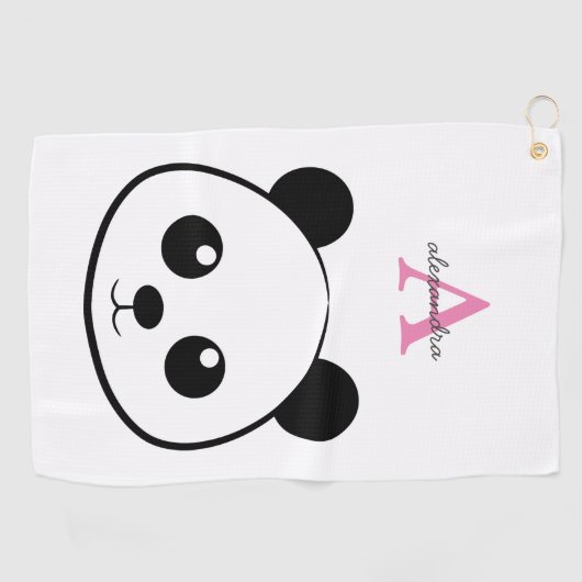 Schattigee panda beer custom Monogram Golfhanddoek (Horizontaal)